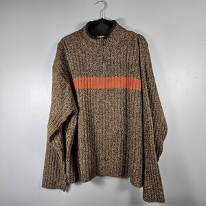 Vintage American Eagle Sweater Adult Extra Large XL Brown 100% Wool Mens 1/4 Zip
